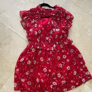 Zara red floral mini dress